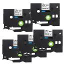Compatible 5 x PT-H300Li Tape Brother PTH300Li 18mm Black Text On White Fabric Tape - 3 Meters