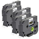 Compatible 5 x PT-H300Li Tape Brother PTH300Li 18mm Gold Text On Black Laminated Tape - 8 Meters