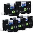 Compatible 5 x PT-P300BT Brother PTP300BT P-Touch Tape 12mm Black Text On Green Tape