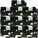 Compatible 5 x PT-P700 Tape Brother PTP700 18mm Black Text On White Fabric Tape - 3 Meters