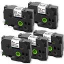 Compatible 5 x PT-P710BT Tape Brother PTP710BT 18mm Black Text On Silver Laminated Tape - 8 Meters