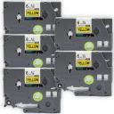 Compatible 5 x PT-P710BT Tape Brother PTP710BT 18mm Black Text On Silver Laminated Tape - 8 Meters