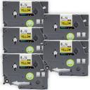 Compatible 5 x PT1230PC Brother PT-1230PC P-Touch Tape 6mm Black Text On Yellow Tape