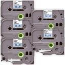 Compatible 5 x PT1950 Tape Brother PT-1950 12mm Black Text On Silver Laminated Tape