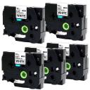 Compatible 5 x PT2300 Tape Brother PT-2300 12mm Black Text On White Flexible ID Laminated Tape