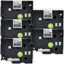 Compatible 5 x PT2430PC Brother PT-2430PC P-Touch Tape 12mm Black Text On Silver Tape