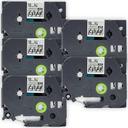 Compatible 5 x PT2430PC Brother PT-2430PC P-Touch Tape 12mm Black Text On Silver Tape