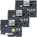 Compatible 5 x PT9200DX Tape Brother PT-9200DX 12mm Black Text On Silver Laminated Tape