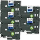 Compatible 5 x PT9200PC Brother PT-9200PC P-Touch Tape 9mm White Text On Black Tape