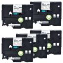 Compatible 5 x PT9500PC Tape Brother PT-9500PC 12mm White Text On Clear Laminated Tape - 8 Meters