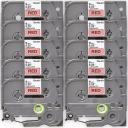 Compatible 5 x PT9600 Tape Brother PT-9600 18mm White Text On Black Laminated Tape - 8 Meters