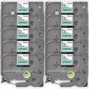 Compatible 5 x PT9700PC Tape Brother PT-9700PC 24mm Black Text On Green Laminated Tape