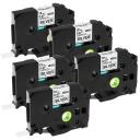 Compatible 5 x PTD400 Tape Brother PT-D400 12mm Black Text On Silver Laminated Tape