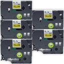 Compatible 5 x PTD450 Tape Brother PT-D450 12mm White Text On Clear Laminated Tape - 8 Meters