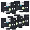 Compatible 5 x PTD450 Tape Brother PT-D450 12mm White Text On Clear Laminated Tape - 8 Meters