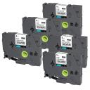 Compatible 5 x PTD450 Tape Brother PT-D450 9mm Black Text On Silver Laminated Tape