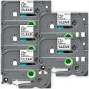 Compatible 5 x PTD610BT Tape Brother PT-D610BT 12mm Black Text On Clear Laminated Tape - 8 Meters