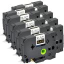 Compatible 5 x PTD610BT Tape Brother PT-D610BT 18mm Black Text On Green Laminated Tape - 8 Meters