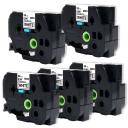 Compatible 5 x PTD610BT Tape Brother PT-D610BT 24mm Black Text On White Flexible ID Laminated Tape - 8 Metres