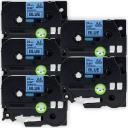 Compatible 5 x PTD800W Tape Brother PT-D800W 18mm Black Text On Green Laminated Tape