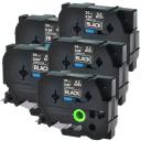 Compatible 5 x PTD800W Tape Brother PT-D800W 24mm White Text On Black Laminated Tape