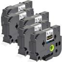 Compatible 5 x PTD800W Tape Brother PT-D800W 24mm White Text On Black Laminated Tape