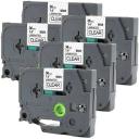 Compatible 5 x PTD800W Tape Brother PT-D800W 36mm Black Text On Clear Laminated Tape - 8 Meters