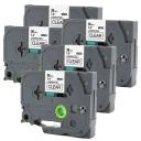 Compatible 5 x PTD800W Tape Brother PT-D800W 36mm Black Text On Clear Laminated Tape - 8 Meters