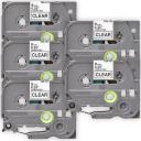 Compatible 5 x PTE110VP Brother PT-E110VP 6mm Black Text On White Tape P-Touch Tape