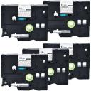 Compatible 5 x PTE550WVP Brother PT-E550WVP P-Touch Tape 9mm Black Text On Clear Tape