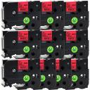 Compatible 5 x PTE550WVP Tape Brother PT-E550WVP 18mm Black Text On Green Laminated Tape