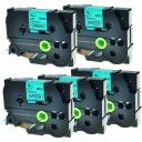 Compatible 5 x PTE550WVP Tape Brother PT-E550WVP 18mm Black Text On Green Laminated Tape