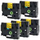 Compatible 5 x PTP910BT Tape Brother PT-P910BT 12mm Black Text On Yellow Flexible ID Laminated Tape - 8 Metres