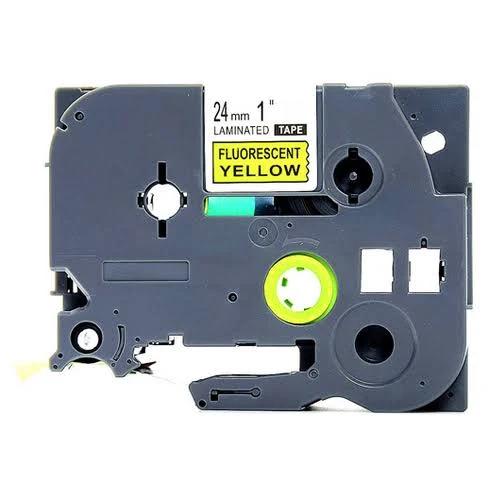 Compatible PT-D610BT Tape Brother PTD610BT 24mm Black Text On Yellow Fluorescent Laminated Tape - 5 Meters