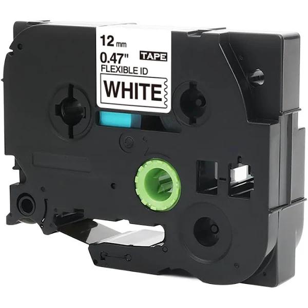 Compatible PT-P910BT Tape Brother PTP910BT 12mm Black Text On White Flexible ID Laminated Tape - 8 Metres