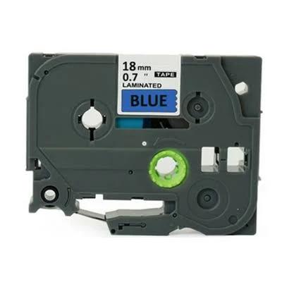Compatible PT-P910BT Tape Brother PTP910BT 18mm Black Text On Blue Laminated Tape - 8 Meters