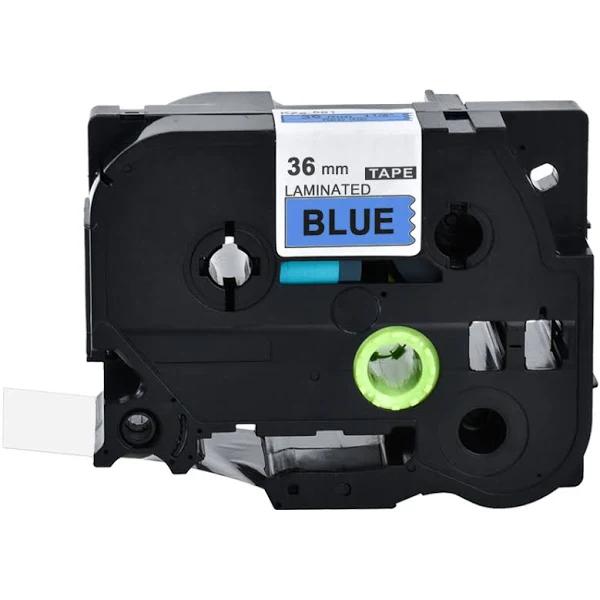 Compatible PT-P910BT Tape Brother PTP910BT 36mm Black Text On Blue Laminated Tape - 8 Metres