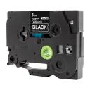 Compatible PT1290 Tape Brother PT-1290 6mm White Text On Black Laminated Tape - 8 Meters