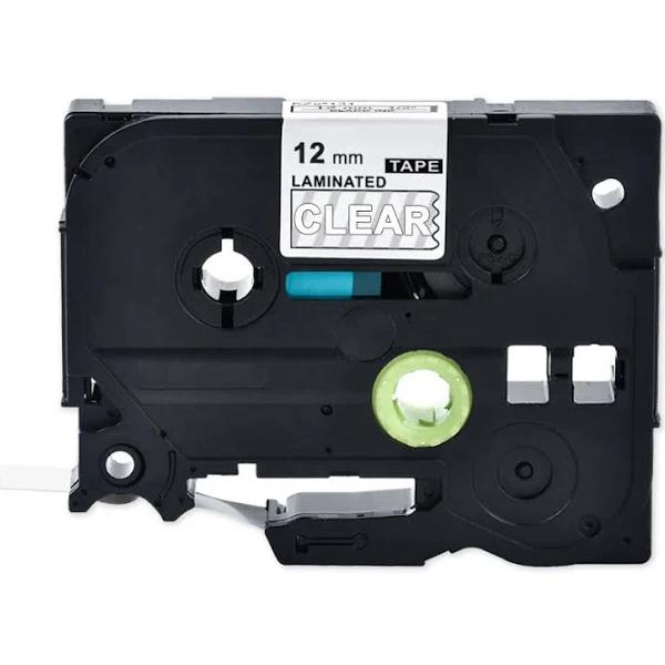 Compatible PTH110 Tape Brother PT-H110 12mm White Text On Clear Laminated Tape - 8 Meters