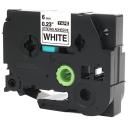 Compatible PTP910BT Tape Brother PT-P910BT 6mm Black Text On White Strong Adhesive Laminated Tape - 8 Metres