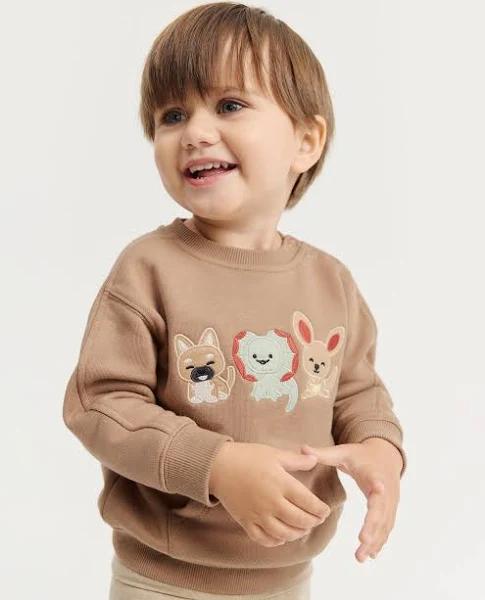 Country Road Boys Organically Grown Australian Animal Sweat Latte in Size 3-6 Months | 100% Cotton