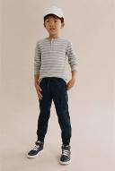 Country Road Boys Organically Grown Cotton Stripe Waffle Henley Top Grey Marle in Size 10