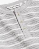 Country Road Boys Organically Grown Cotton Stripe Waffle Henley Top Grey Marle in Size 10