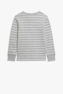 Country Road Boys Organically Grown Cotton Stripe Waffle Henley Top Grey Marle in Size 10