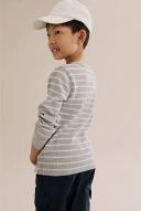 Country Road Boys Organically Grown Cotton Stripe Waffle Henley Top Grey Marle in Size 10