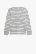 Country Road Boys Organically Grown Cotton Stripe Waffle Henley Top Grey Marle in Size 10