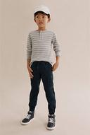 Country Road Boys Organically Grown Cotton Stripe Waffle Henley Top Grey Marle in Size 6