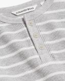 Country Road Boys Organically Grown Cotton Stripe Waffle Henley Top Grey Marle in Size 6