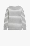 Country Road Boys Organically Grown Cotton Stripe Waffle Henley Top Grey Marle in Size 6