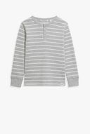 Country Road Boys Organically Grown Cotton Stripe Waffle Henley Top Grey Marle in Size 6